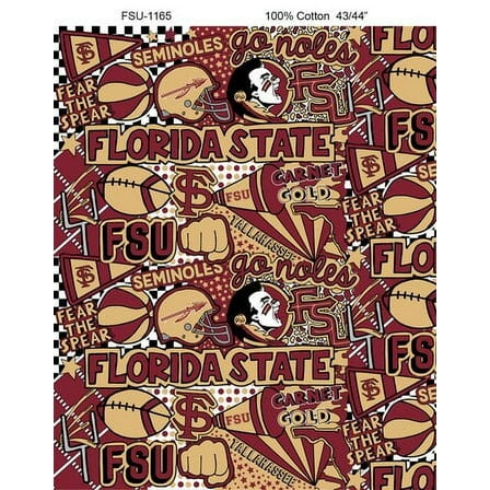Florida State Seminoles Tide Pop Art Graffiti Print Cotton Fabric-Sold by the yard
