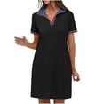 thumbnail image 3 of Oksale Golf Dresses for Women Cotton Casual Lapel V Neck Mini Dress with Pockets Casual Short Sleeve Summer Dresses Moisture Wicking Fashion Clothing Black L, 3 of 10