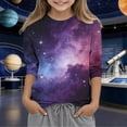 thumbnail image 2 of Moda de los Niños Lindo Juguetón Impresión 3/4 Manga Cuello Redondo Tops para Gemelos Y Adolescentes, Camisa de Poliéster Suave Transpirable para la Escuela Y el Juego, 2 of 8