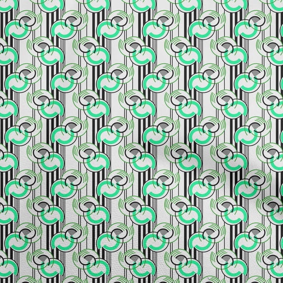 oneOone Cotton Jersey Sea Green Fabric Geometrical Dress Material Fabric Print Fabric By The Yard 58 Inch Wide