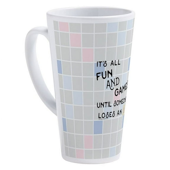 CafePress - Scrabble All Fun And Games - 17 Oz White Ceramic Latte Mug