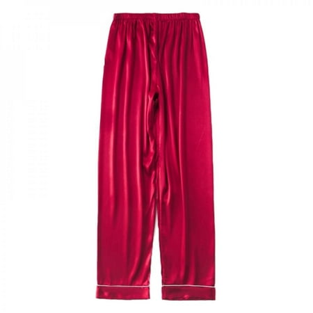 

Clearance!!Men s Casual Sleep Bottoms Autumn Solid Color Simple Fashion Silk Loose Wild Men s Home Wear