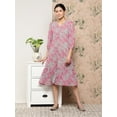 thumbnail image 1 of Janasya Women's Pink Georgette Floral Printed A-line Dress, 1 of 5