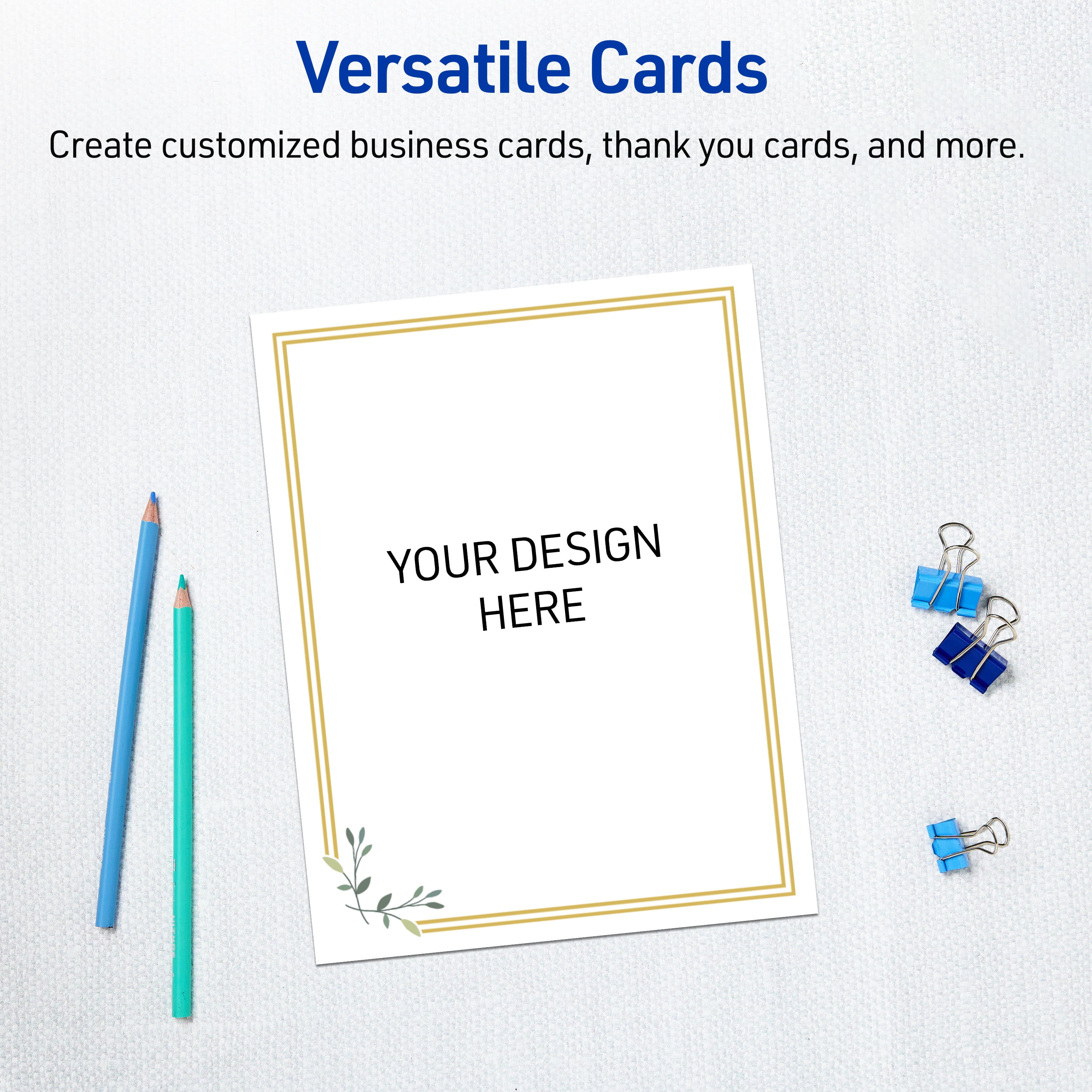 Avery Cardstock, 8.5" x 11", Matte White, Double Gold/Florals