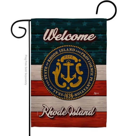 13 x 18.5 in. Welcome Rhode Island Double-Sided Vertical House Decoration Banner Garden Flag - Yard Gift