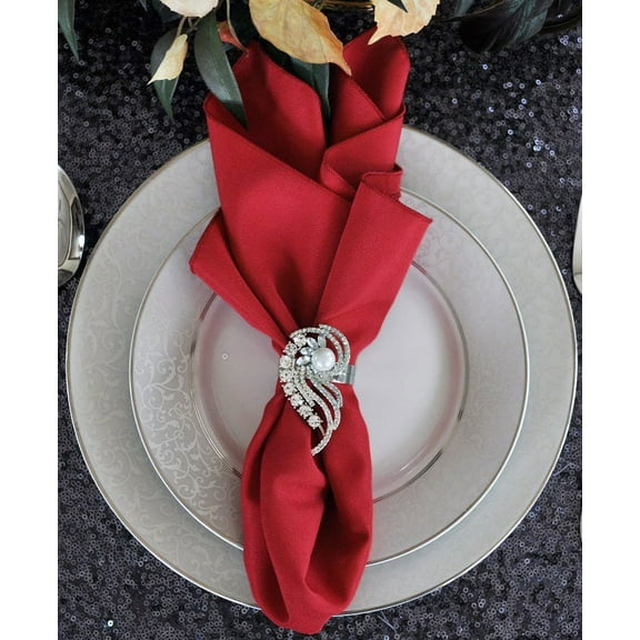 Wedding Linens Inc. (10 pcs) 17" x 17" Polyester Linen Napkins - Apple Red