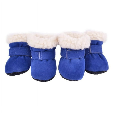 ZGAD 4pcs Cozy Fleece-Lined Winter Dog Boots - Non-Slip  Windproof Pet Snow Shoes for Small Breeds like Yorkies & Chihuahuas - Easy Hook-and-loop Fastener Strap  Machine Washable