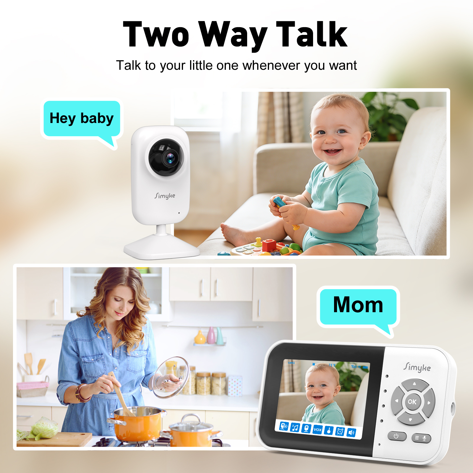 Simyke WiFi Video Baby Monitor with 2.8 Inch LCD Screen photo 3