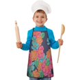 thumbnail image 2 of Pioneer Flower Floral Print Pattern Kids Aprons for Girls and Boys,Adjustable Neck Strap Toddler Aprons for Kids Cooking Baking, 2 of 7