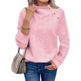 thumbnail image 2 of Smupbvky Womens Cable Knit Sweater Funnel Neck Button Pullover Trendy Winter Casual Cuffes Long Sleeve Thick Tops (L, Pink), 2 of 7