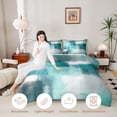 thumbnail image 3 of Manfei Abstract Watercolor Art Twin Comforter Sets, Aesthetic Ombre Bedding Set, Teal White, Black Reversible 2pcs, 1 Comforter and 1 Pillowcase, 3 of 6