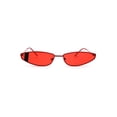 thumbnail image 2 of Womens Metal Narrow Rectangle Cat Eye Boyfriend Sunglasses Red Black Solid Red, 2 of 4