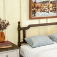 thumbnail image 3 of Queen Pine Wooden Bed Featuring Rattan Headboard & Footboard, Central Enhanced Platform, Espresso, 3 of 26