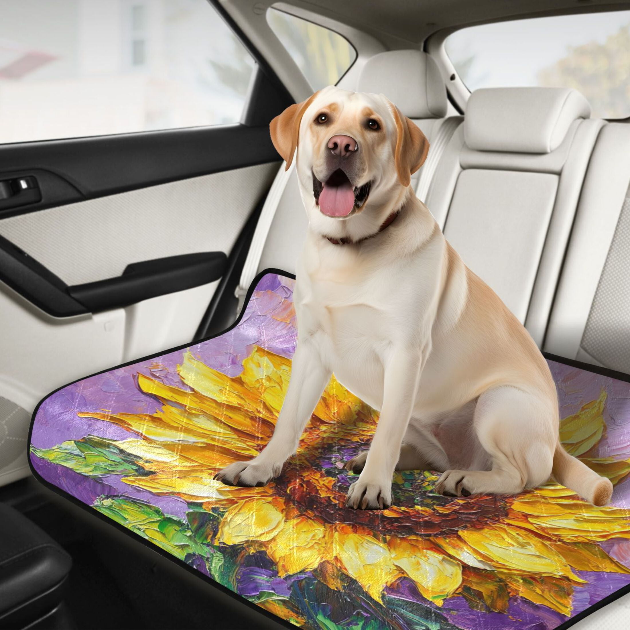 Qxltty Bright Yellow Sunflower Cat litter Pads Pet Set of 3 Diaper Mats Center Anti-leakage Layer Absorbent Soft and Comfortable