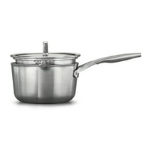 Calphalon Premier Stainless Steel Cookware, 3.5-Quart Sauce Pan with Pour and Strain Cover