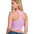 thumbnail image 3 of Zenana Women's Washed Ribbed Seamless High Neck Nylon Cropped Racer Back Tank Top, 3 of 3