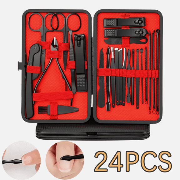 Professional Women's Manicure & Pedicure Kit - 24-Piece Nail Care Set with Scissors, Tweezers & Tools | Toe & Finger Nail Grooming Essentials for Home/Spa.
