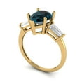 thumbnail image 2 of 2.5 ctw 3 Stone Anniversary Ring for Women | Pear Cut Natural London Blue Topaz | Hyperallergenic Solid 14K Yellow Gold, 2 of 5