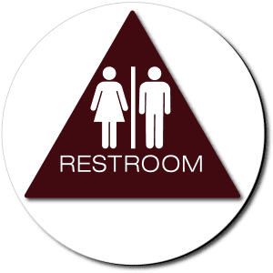 

California Unisex RESTROOM Door Sign - Color Reverse-Brown / White (1 Unit)