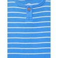 thumbnail image 2 of Wonder Nation Baby Boys Cotton Stripe Henley Bodysuit with Short Sleeves, Sizes 0M-24M, 2 of 3