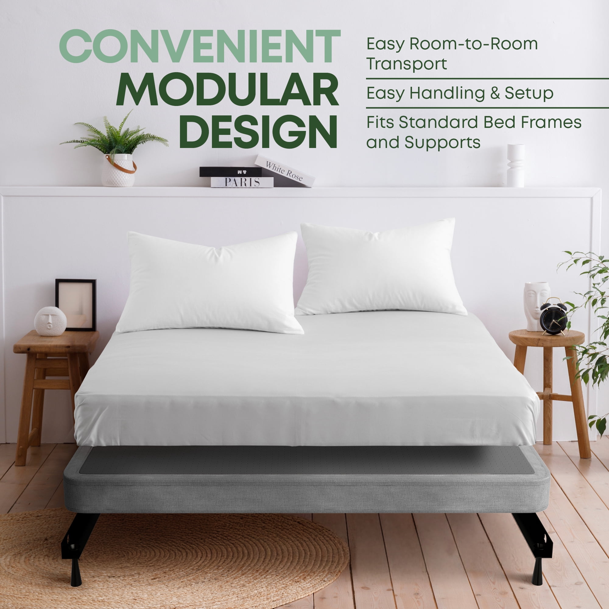 Continental Sleep, Unassembled King Box Spring for King Bed, 4.5-Inch Wood Box Spring Only, Noise-Free Mattress Foundation, Packed Flat, Easy Assembly, Gray