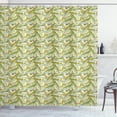 thumbnail image 1 of Banana Shower Curtain, Digital Illustration of Tropical Fruit with Leaves Exotic, Fabric Bathroom Set with Hooks, 69W X 70L Inches, Pale Green Pale Yellow Green White, by Ambesonne, 1 of 3