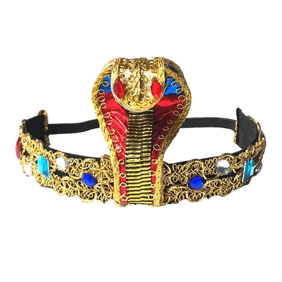 Wooowa Halloween Egyptian Snake Beaded Headpiece Gold for Women Costume Party Halloween Accessory