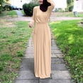 thumbnail image 2 of WRKEKC Womens Dresses Casual Solid Color Long Sleeve V-Neck Maxi Dress for Fall Winter Loose Fit Modest Style with Side Slits and Back Keyhole, 2 of 6