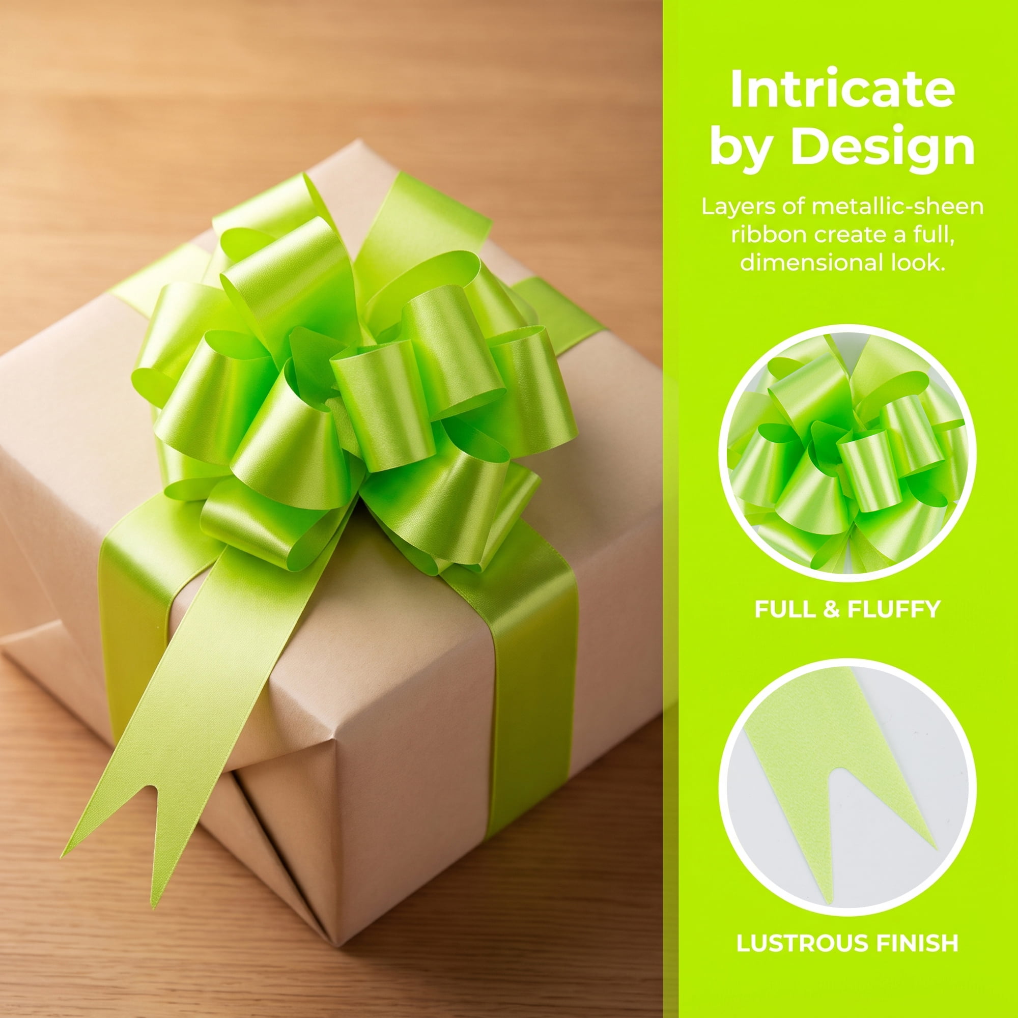 Unique Bargains Crush-Resistant Metallic Bows for Gift Wrapping and Decoration Light Green