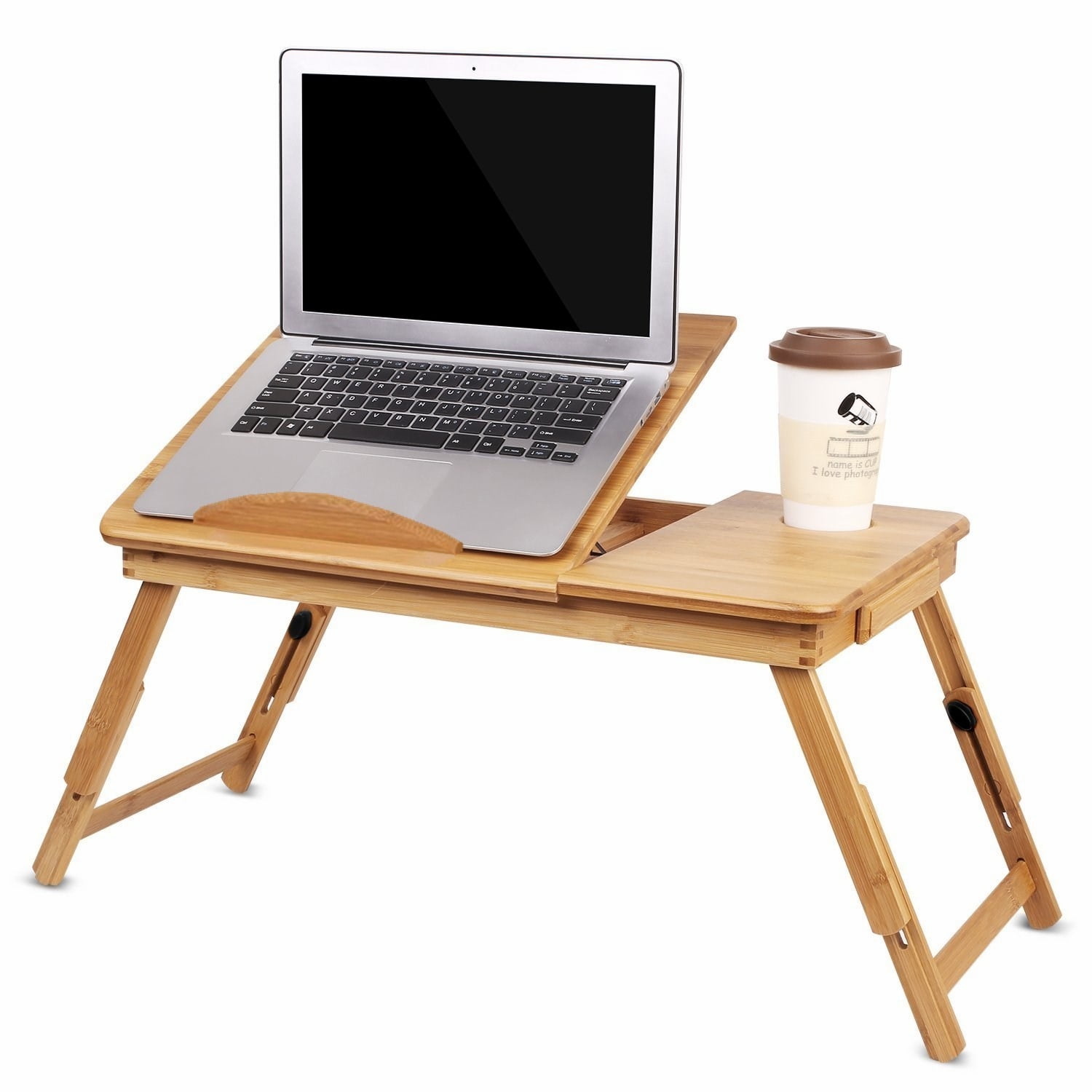 Yosoo Foldable Bamboo Laptop Desk Tray Breakfast Serving Bed Trays