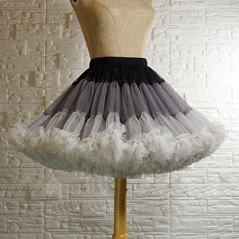 petticoat under skater dress YUSHTPO Womens Short Petticoat Tiered Layered Bubble Skirt Hoopless Tutus  Crinoline Underskirt 25/35/45cm Half Slips at Amazon Women's Clothing store