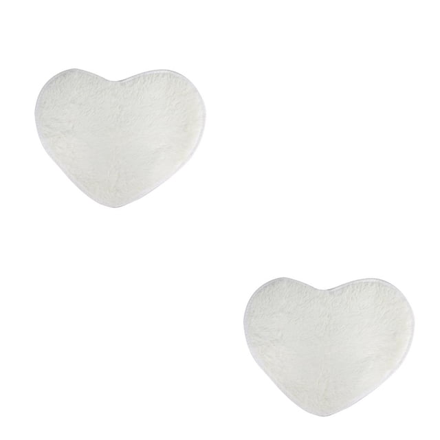 Injueey Alfombra de pelo antideslizante en forma de corazón, alfombra peluda, alfombrillas mullidas de imitación de lana, alfombrilla peluda de Blanco crema 30*40cm 2piezas Injueey CBP009605