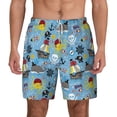 thumbnail image 2 of Goofa Pirate Marine Animals Printed Men's Swim Trunks Board Shorts Quick Dry Mens Swimming Trunks with Compression Liner,Breathable Fit Hawaii Beach Shorts-Medium, 2 of 9