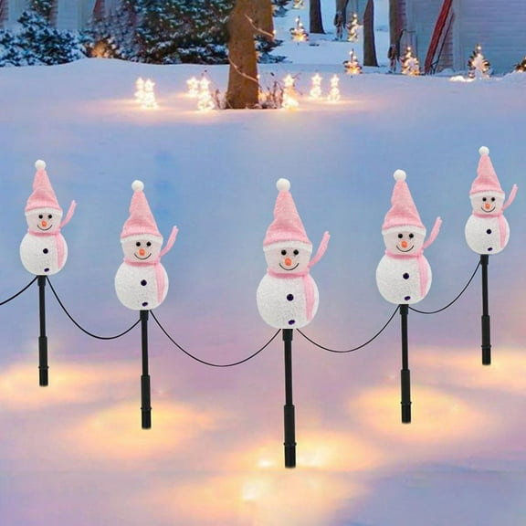 Outoloxit Solar Christmas Lights 5 Snowman Ground Stake with Auto On/Off, IP55 Waterproof Outdoor Holiday Decor for Garden Patio Lawn