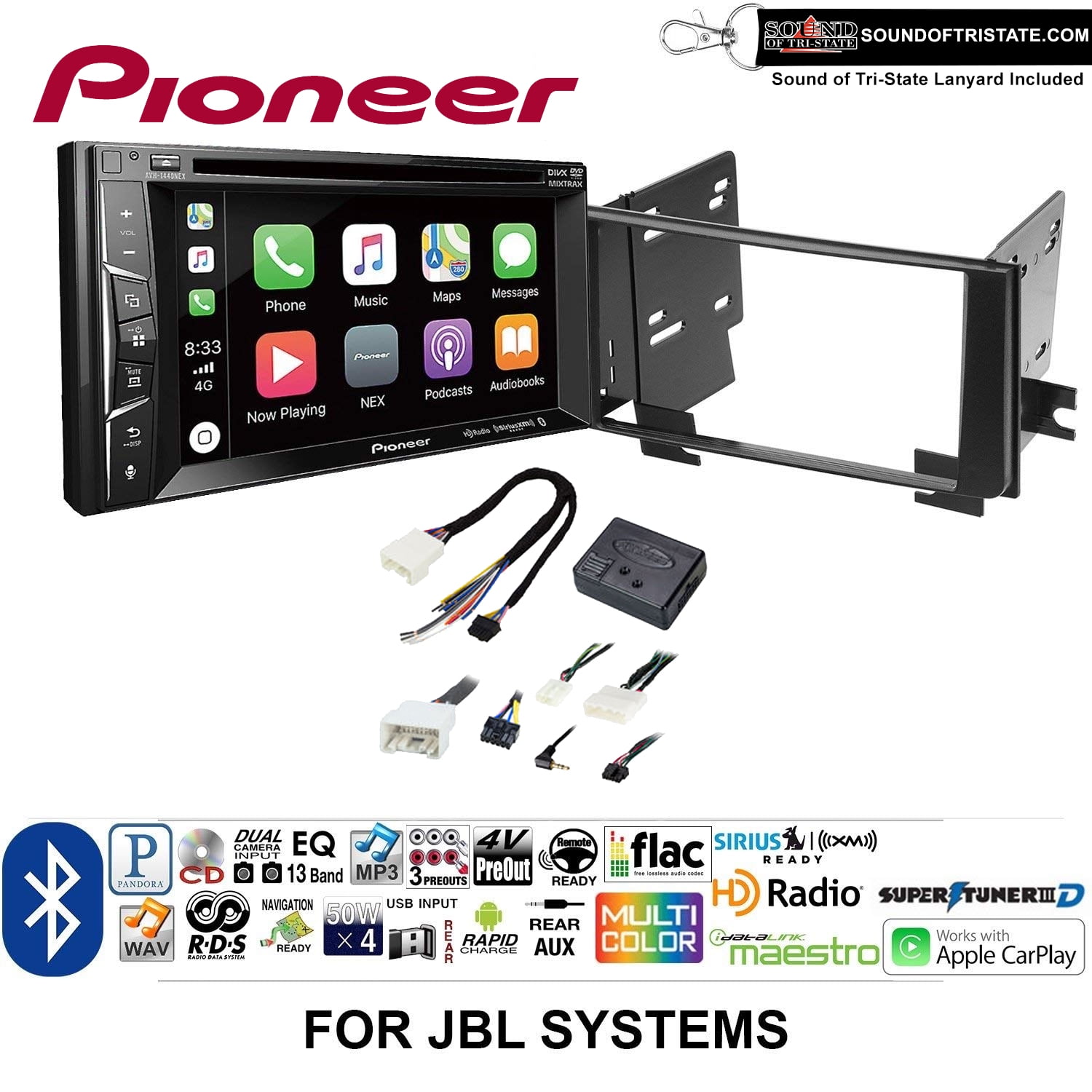 Pioneer AVH-1440NEX Double Din Radio Install Kit with ...