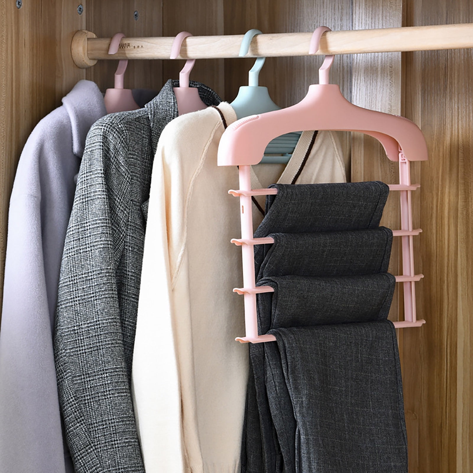 Details about   Home S Type Multi Functional Clothing Hanger Rack & Storage Essentials Organizer 