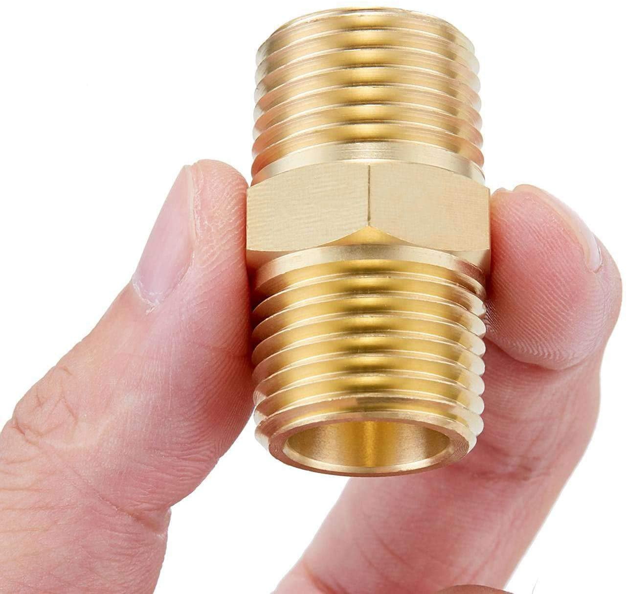 3/8" NPT x 3/8" NPT Male Hex Nipple Brass Pipe Fitting Connector Adapter 