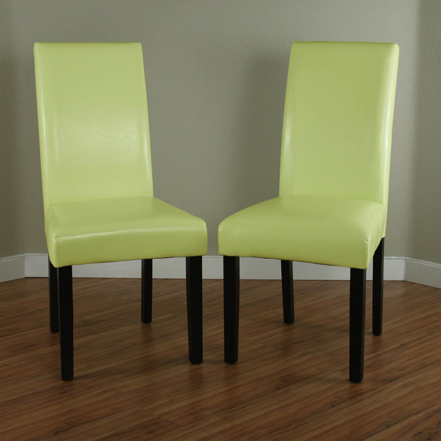 villa faux leather wax green dining chairs set of 2