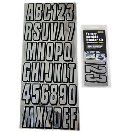 Hardline Products Series 320 Factory Matched 3-Inch Boat & PWC Registration Number Kit, Chrome/Black