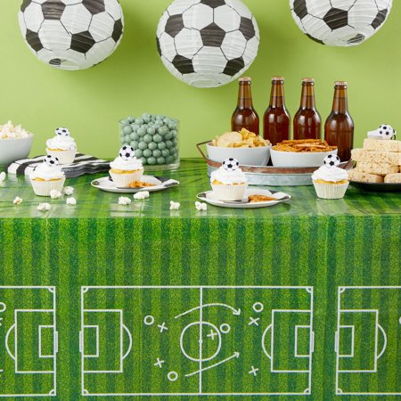 3 Pack Grass Table Cloth, Soccer Themed Birthday Party Supplies, 54x108 in