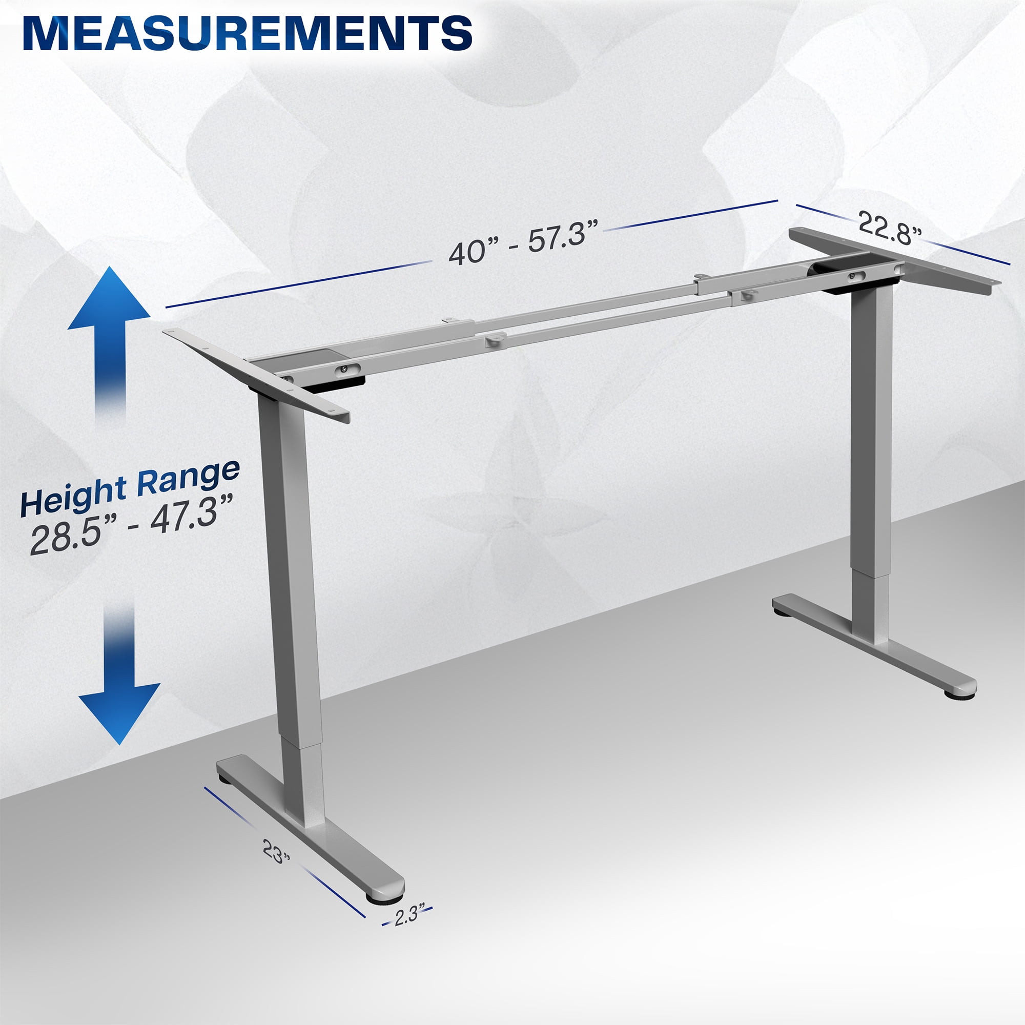 VIVO Gray Electric Dual Motor Standing Desk Frame, Height Adjustable Legs