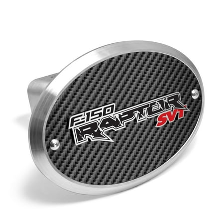 Ford Raptor SVT 3D Logo on Carbon Fiber Look Oval Billet Aluminum 2 inch Tow Hitch Cover