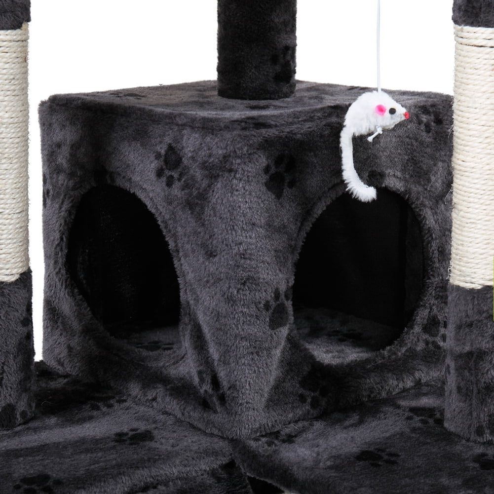 Kadyn Cat Tree, Multi-Level Cat Tower with Play Tunnel and Dangling Interactive Toy, Cat Tree Condo for Indoor Cats, Grey Kadyn Cat Tree, Multi-Level Cat Tower with Play Tunnel and Dangling Interactive Toy, Cat Tree Condo for Indoor Cats, Grey