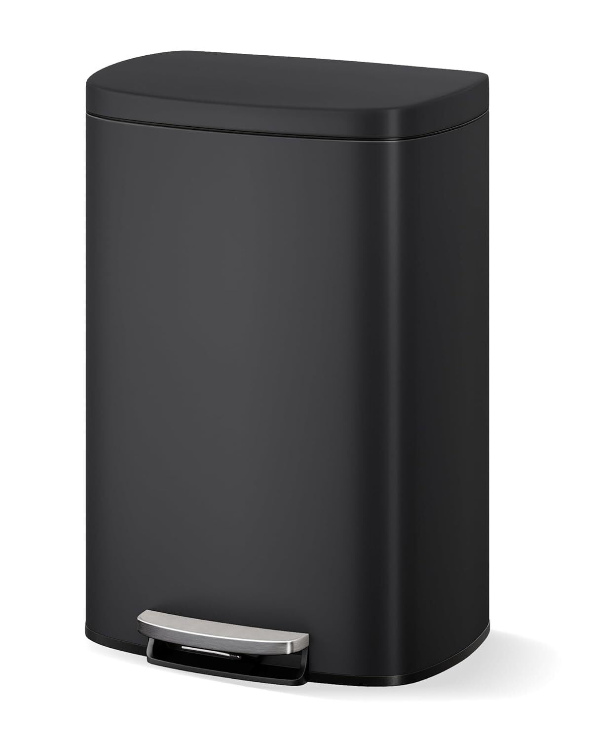 EuKer 13 Gal Stainless Steel Trash Can with Removable Inner Bucket for Kitchen, Bathroom, Black