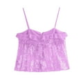 thumbnail image 3 of Sequins Camisole Tops for Women Party Club Cropped Going Out Outfits Sleeveless Sparkly Shiny Cami Disco Blouses (S, Purple), 3 of 6