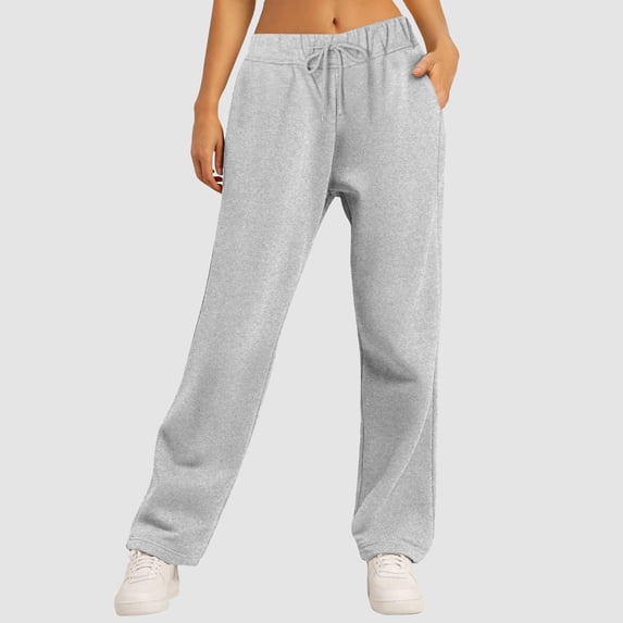 Womens Sweatpants 2026 Fall Winter Trendy Elastic High Waist Drawstring Loose Wide Leg Casual Yoga Pants with Pockets