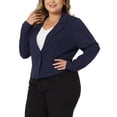 thumbnail image 4 of Unique Bargains Women's Plus Size Blazer V Neck Button Notch Panel Cropped Blazers, 4 of 6