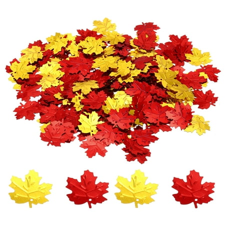 Uxcell 0.7" Colorful Thanksgiving Fall Foil Confetti Sequins, 60g Maple Leaves Foil Metallic Sequins Confetti