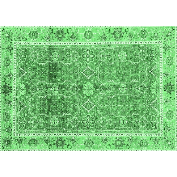 Ahgly Company Indoor Rectangle Oriental Emerald Green Traditional Area Rugs, 5' x 8'