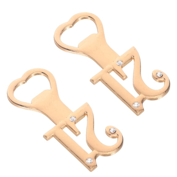BESTYASH 2Pcs Rose Gold Bottle Opener Zinc Alloy 21st Birthday Party Favors Portable Metal Beer Tool